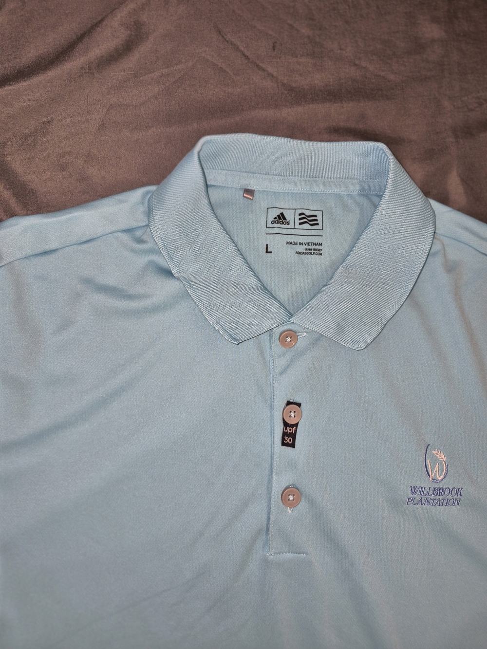 adidas Light Blue Polo with Willbrook Plantation Embroidery